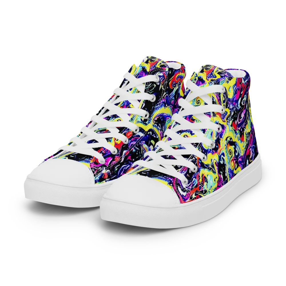 Ultraviolet Whirlpool on Women's High Top Canvas Shoes — Left Front