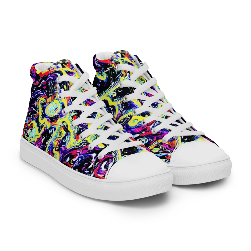 Ultraviolet Whirlpool on Women's High Top Canvas Shoes — Right Front