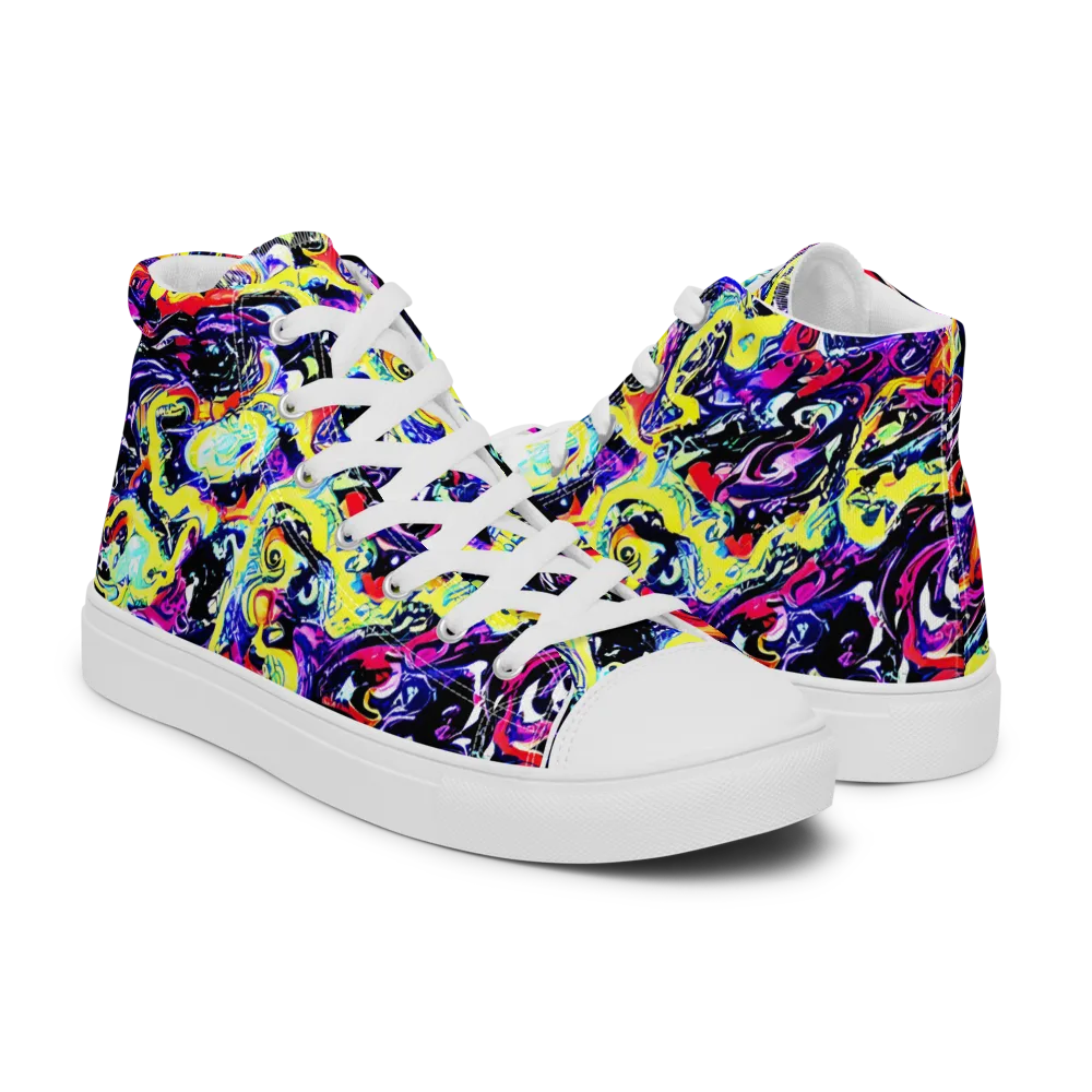 Ultraviolet Whirlpool on Women's High Top Canvas Shoes — Right