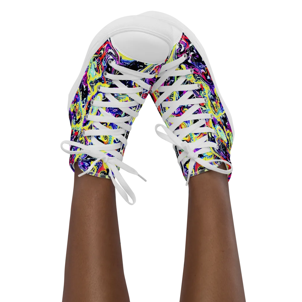 Ultraviolet Whirlpool on Women's High Top Canvas Shoes — Front