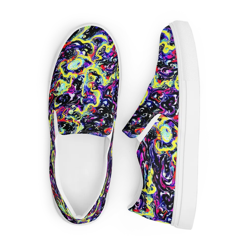 Ultraviolet Whirlpool on Men's Slip-On Canvas Shoes — Front