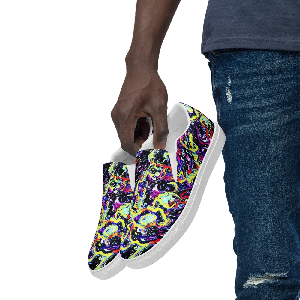Ultraviolet Whirlpool on Men's Slip-On Canvas Shoes — Left Front