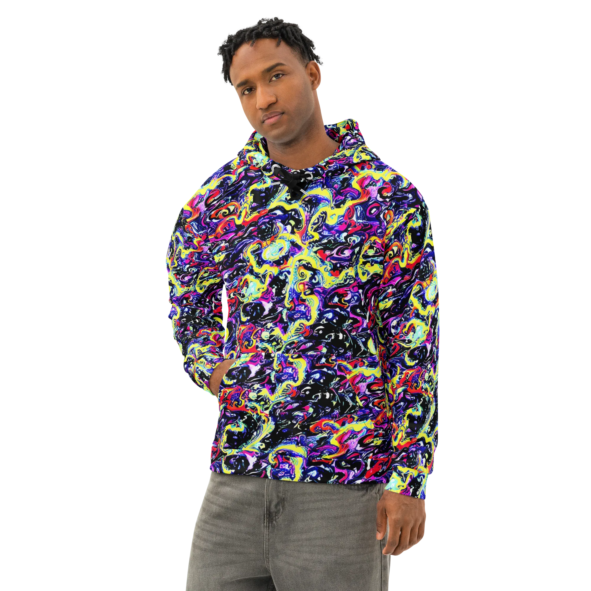 Ultraviolet Whirlpool on Cotton Hoodie — Left Front