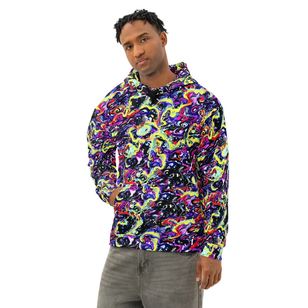 Ultraviolet Whirlpool on Cotton Hoodie — Left Front