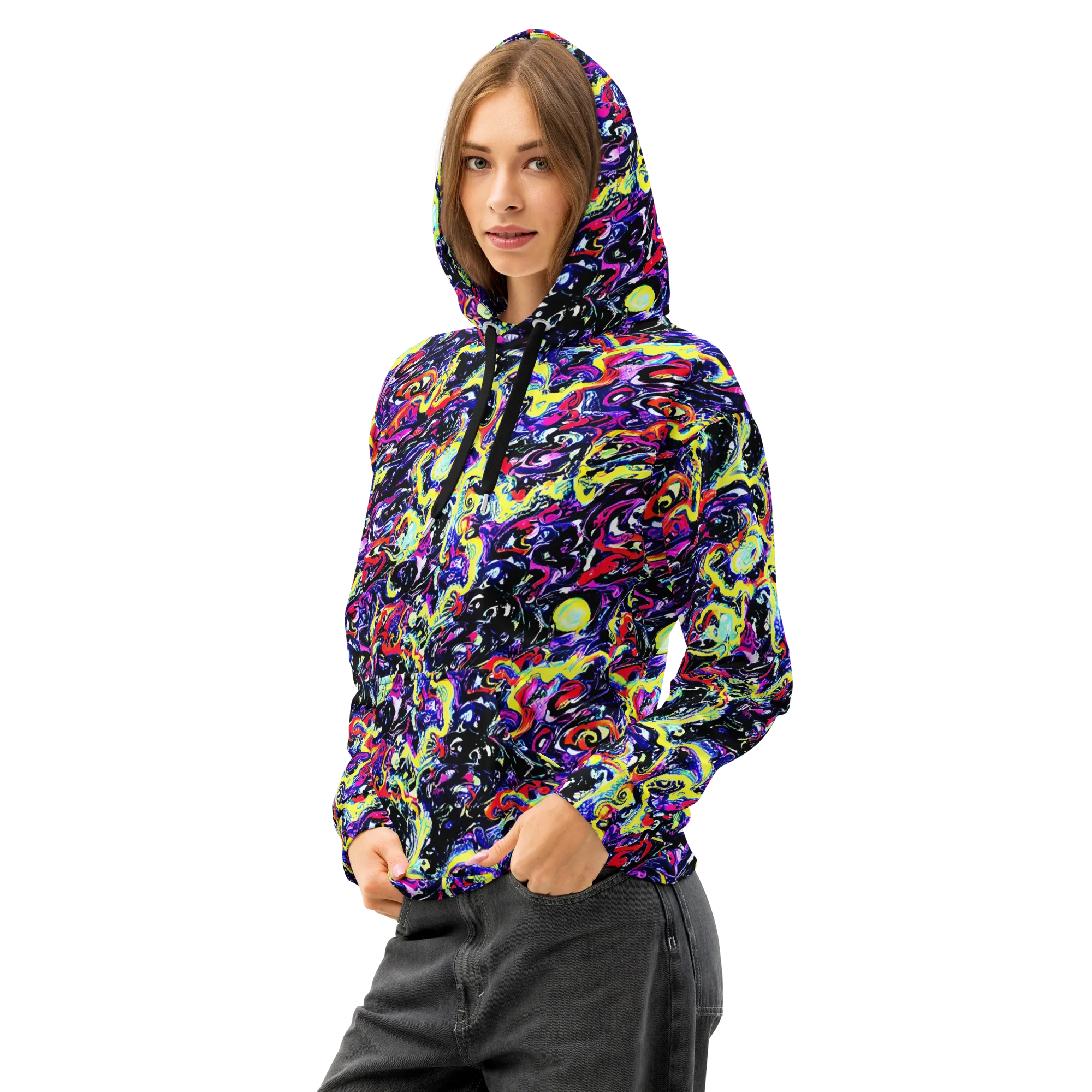 Ultraviolet Whirlpool on Cotton Hoodie — Left Front