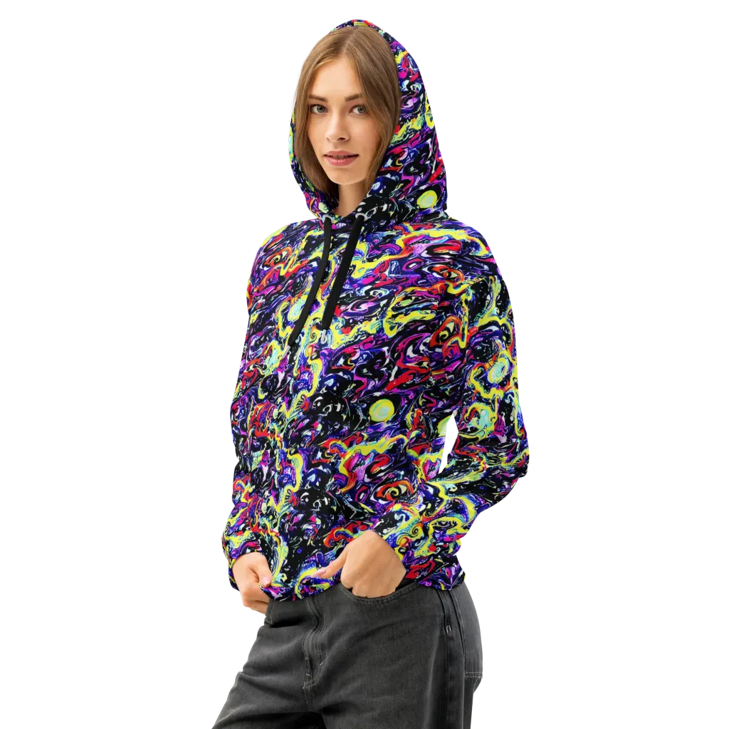 Ultraviolet Whirlpool on Cotton Hoodie — Left Front