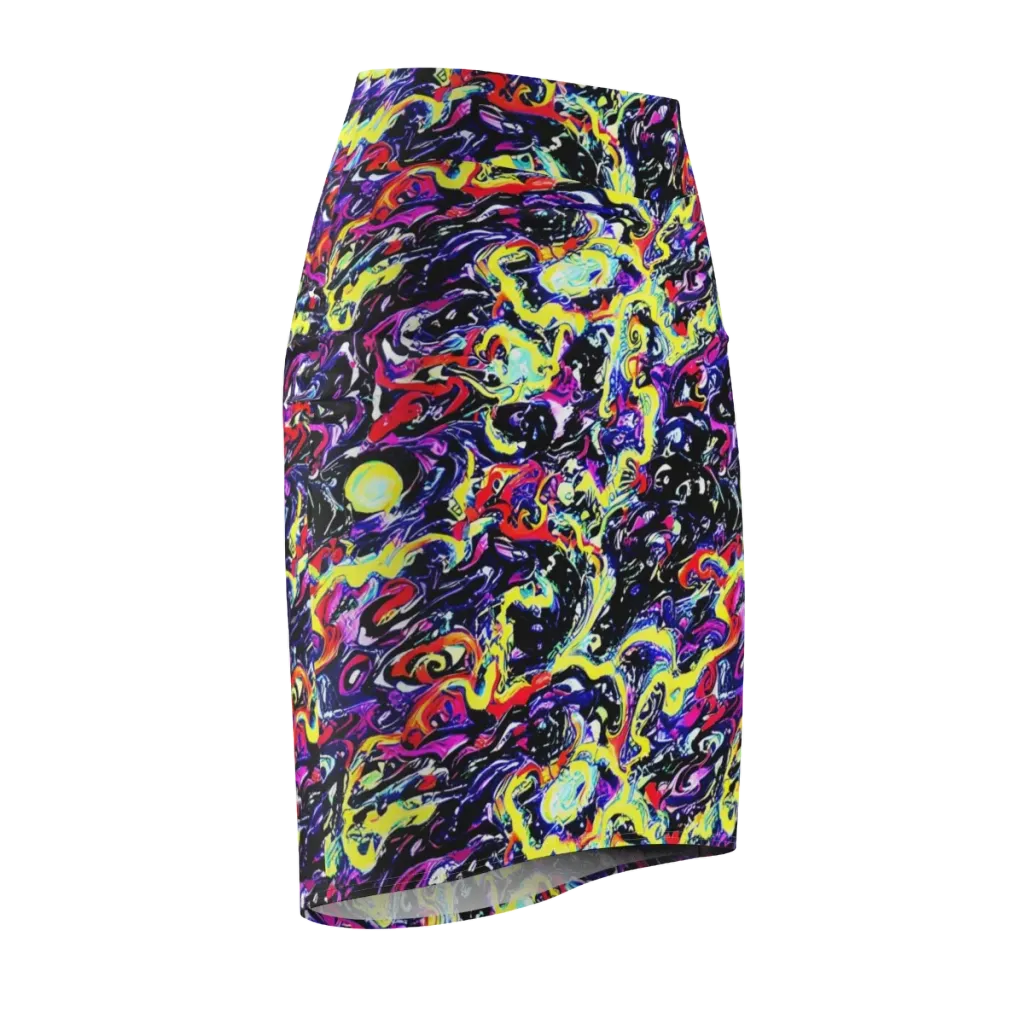 Ultraviolet Whirlpool on Pencil Skirt — Front Side