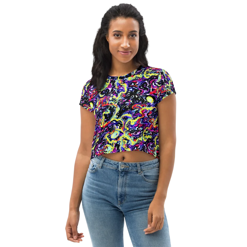 Ultraviolet Whirlpool on Crop Tee — Front