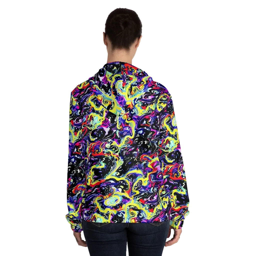 Ultraviolet Whirlpool on Women's Full-Zip Hoodie — Back On Person