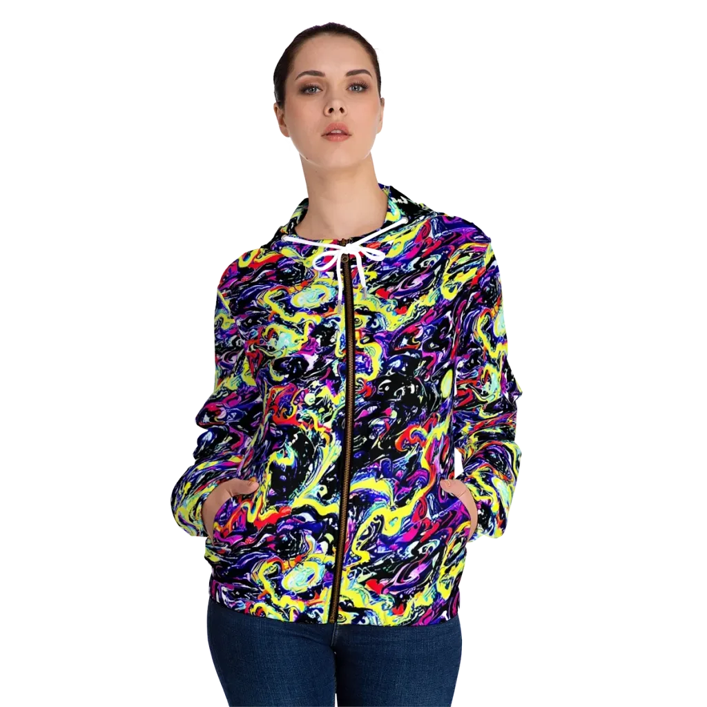 Ultraviolet Whirlpool on Women's Full-Zip Hoodie — Front On Person