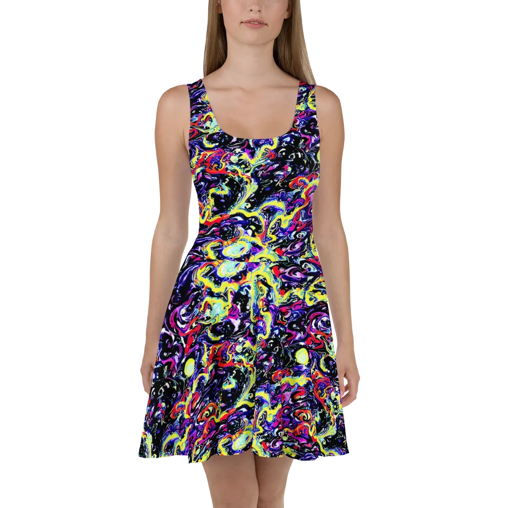 Ultraviolet Whirlpool on Skater Dress — Front