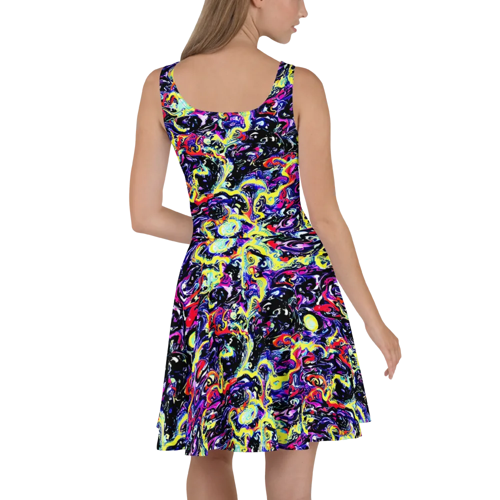 Ultraviolet Whirlpool on Skater Dress — Back