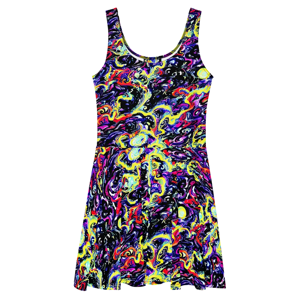 Ultraviolet Whirlpool on Skater Dress — Front