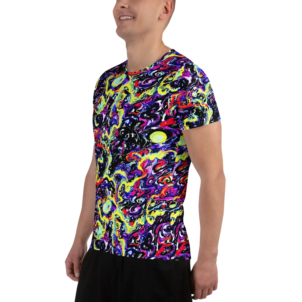 Ultraviolet Whirlpool on Men's Athletic T-Shirt — Left