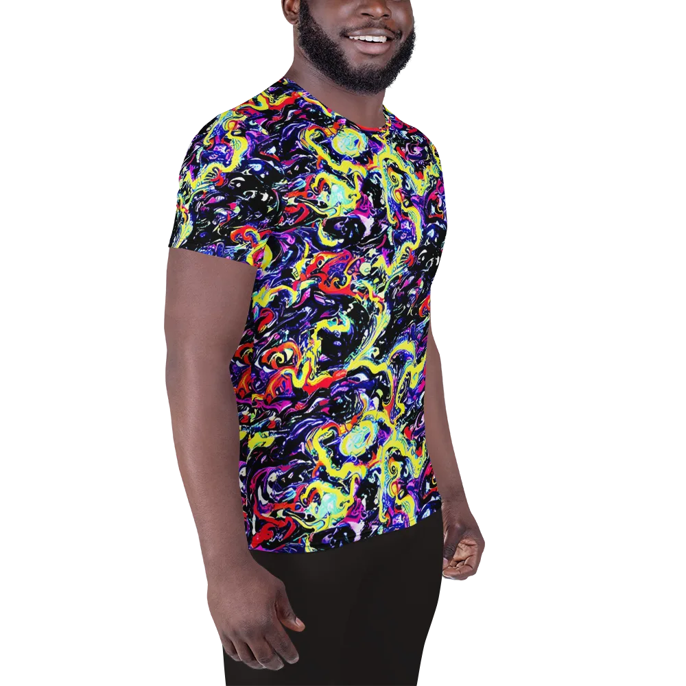 Ultraviolet Whirlpool on Men's Athletic T-Shirt — Right