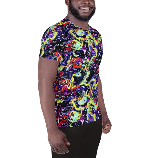 Ultraviolet Whirlpool on a Men's Athletic T-Shirt