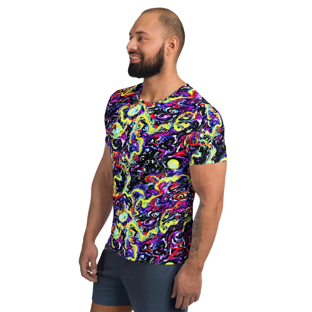 Ultraviolet Whirlpool on Men's Athletic T-Shirt — Left