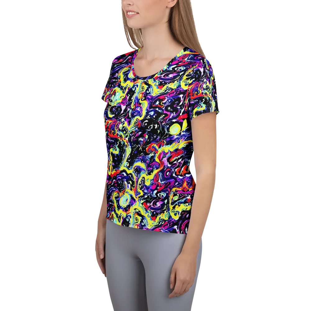 Ultraviolet Whirlpool on Women's Athletic T-Shirt — Left