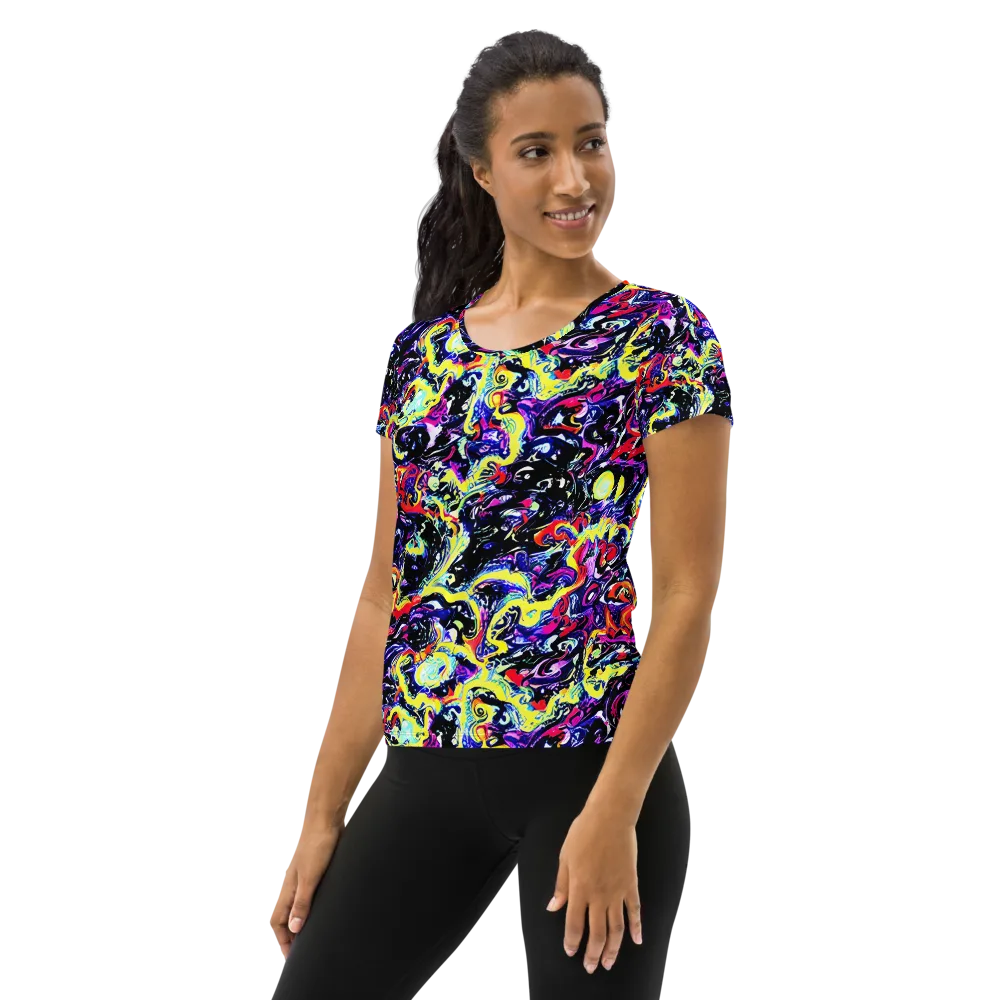 Ultraviolet Whirlpool on Women's Athletic T-Shirt — Left