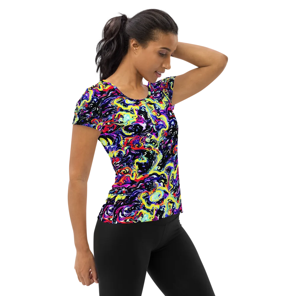 Ultraviolet Whirlpool on Women's Athletic T-Shirt — Right
