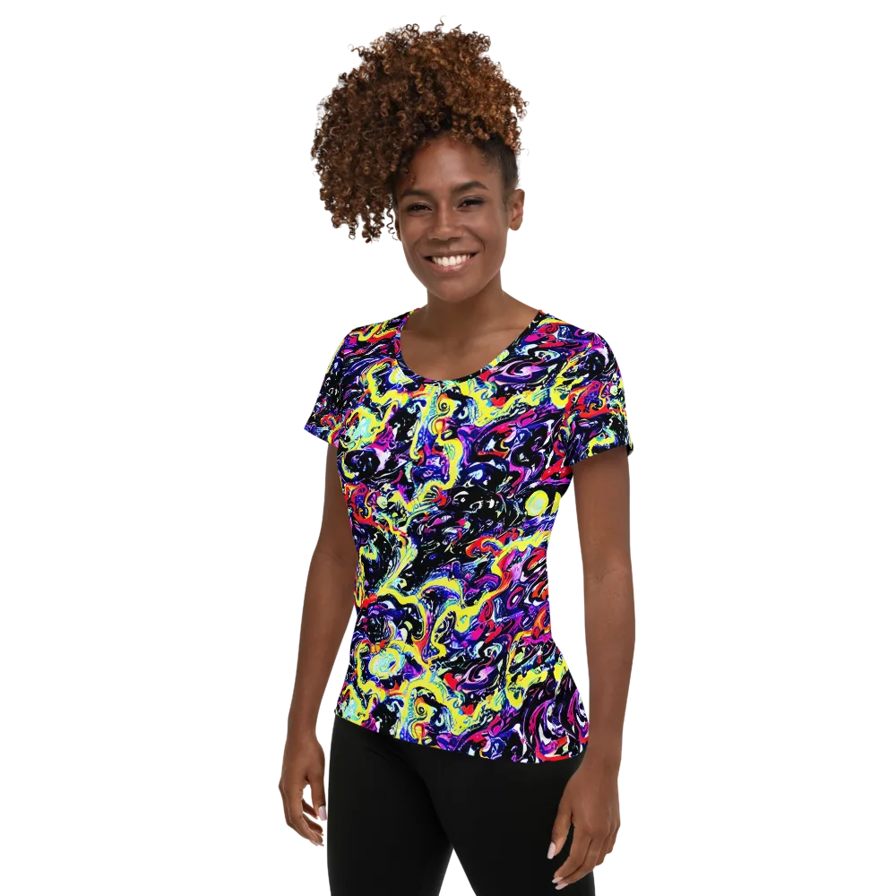 Ultraviolet Whirlpool on Women's Athletic T-Shirt — Left