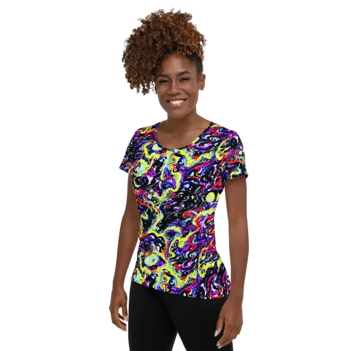 Ultraviolet Whirlpool on a Women's Athletic T-Shirt
