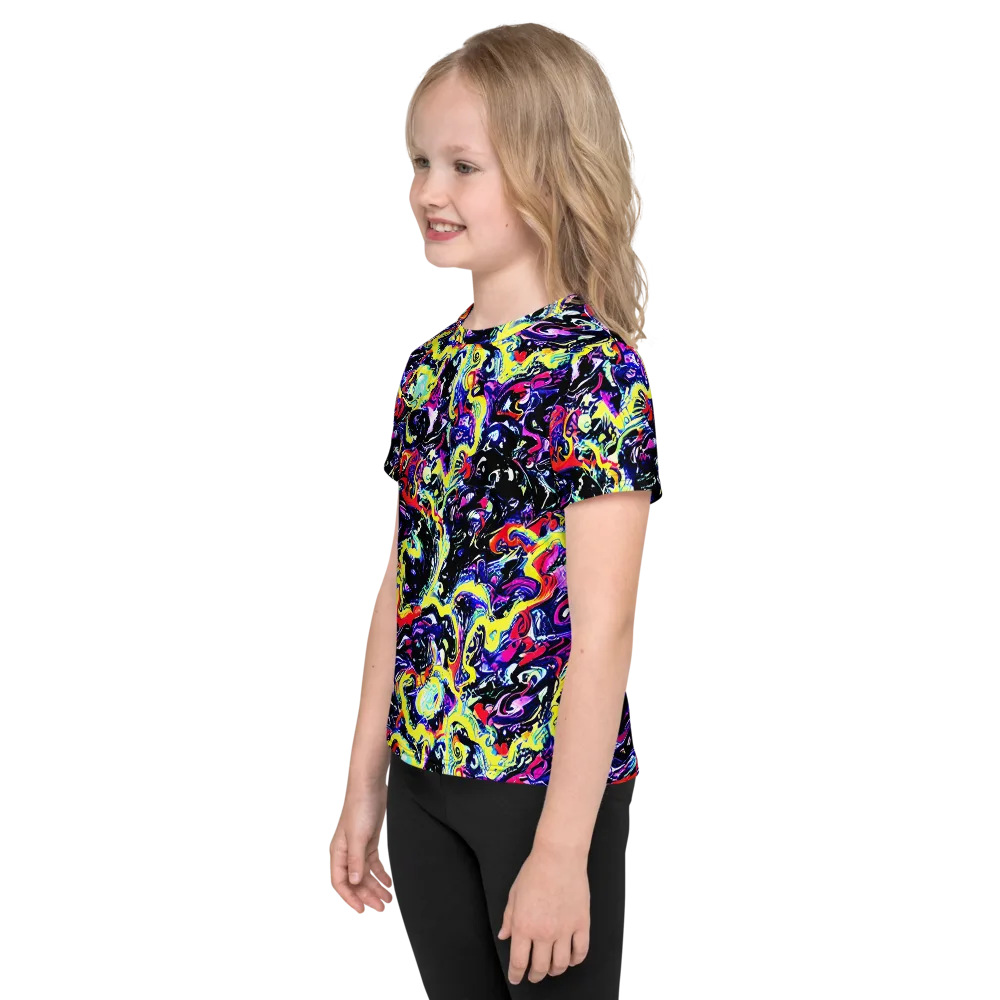 Ultraviolet Whirlpool on Kids Crew Neck T-Shirt — Left