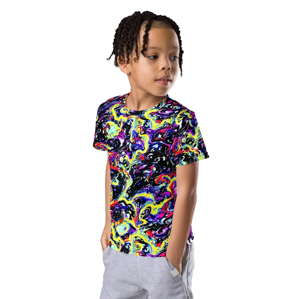 Ultraviolet Whirlpool on Kids Crew Neck T-Shirt — Left Front