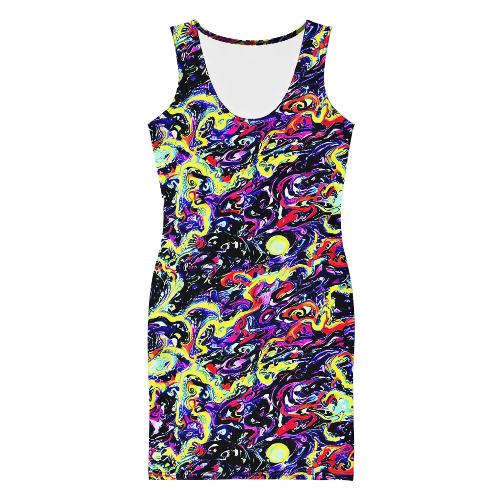Ultraviolet Whirlpool on Bodycon Dress — Front