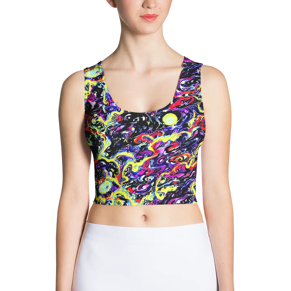 Ultraviolet Whirlpool on Crop Top — Front