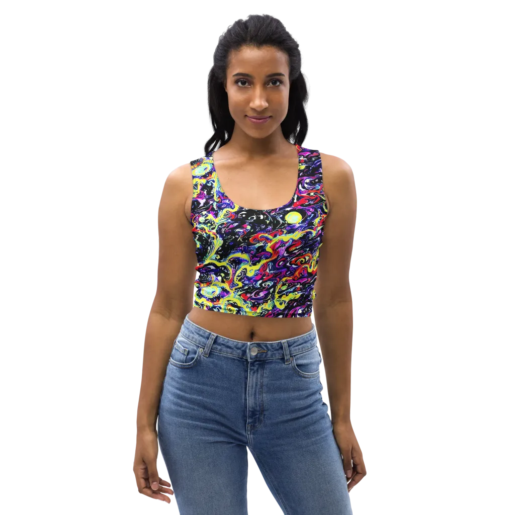 Ultraviolet Whirlpool on Crop Top — Front
