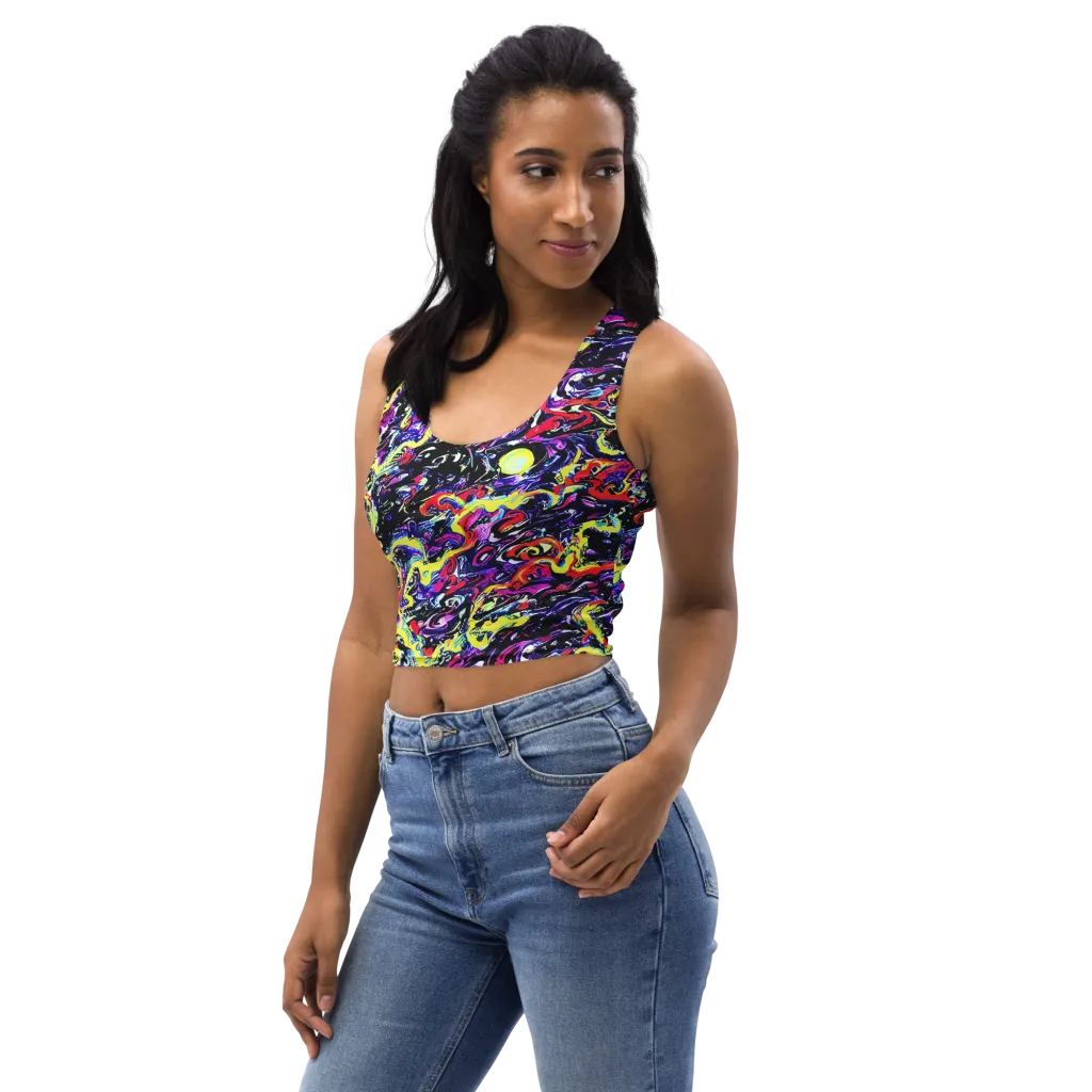 Ultraviolet Whirlpool on Crop Top — Left Front