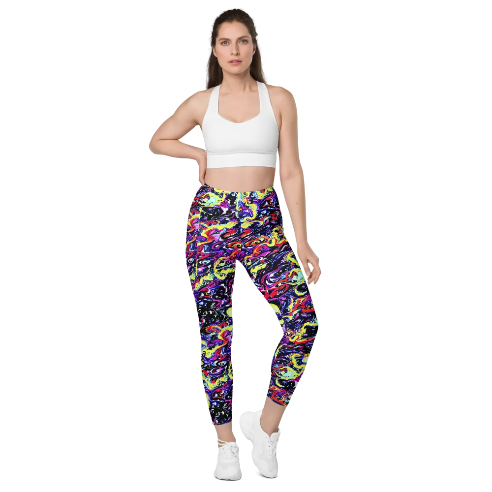 Ultraviolet Whirlpool on Leggings with Pockets — Front