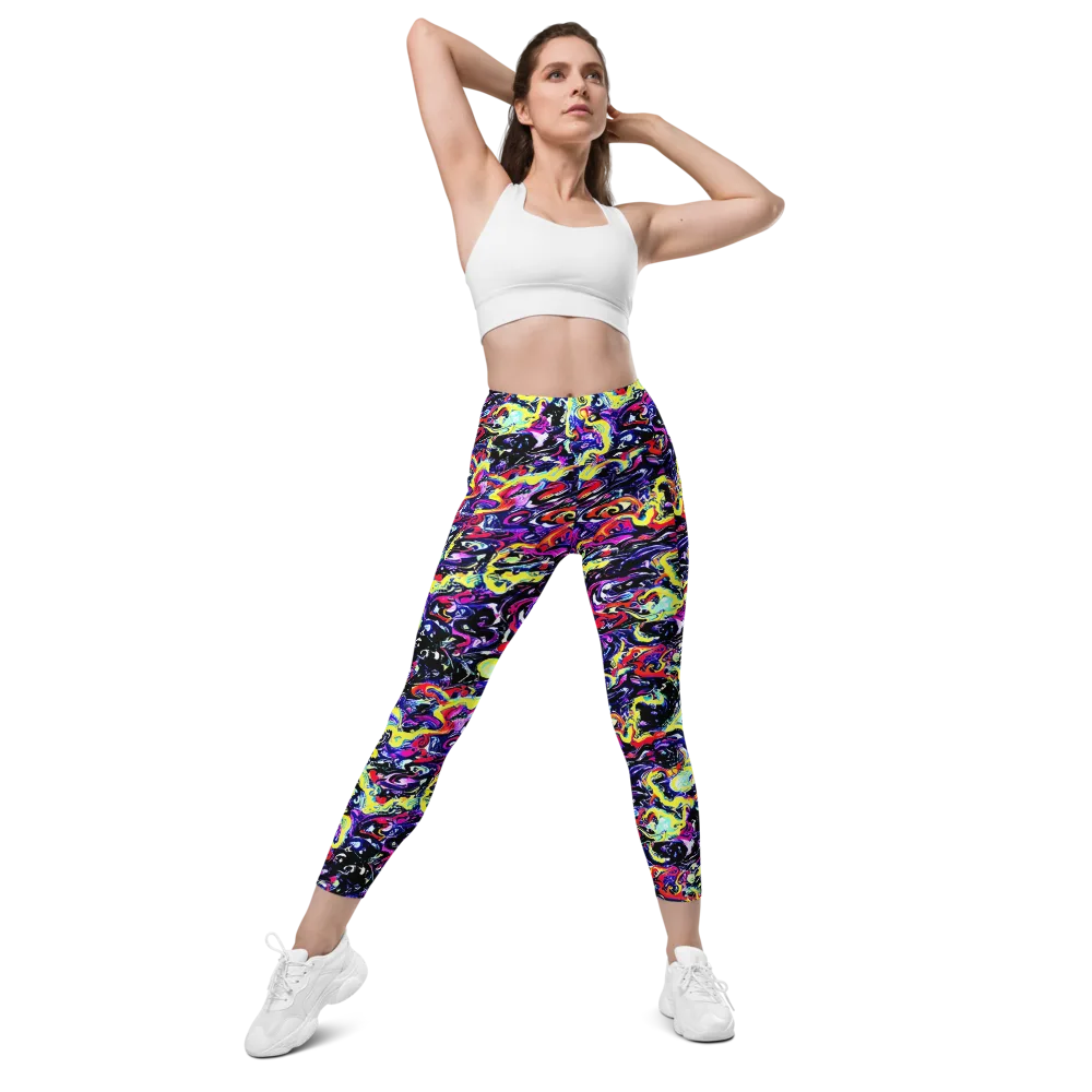 Ultraviolet Whirlpool on Leggings with Pockets — Front