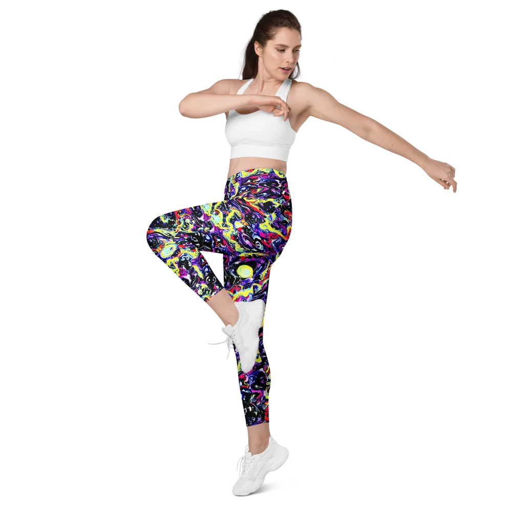 Ultraviolet Whirlpool on Leggings with Pockets — Left Front