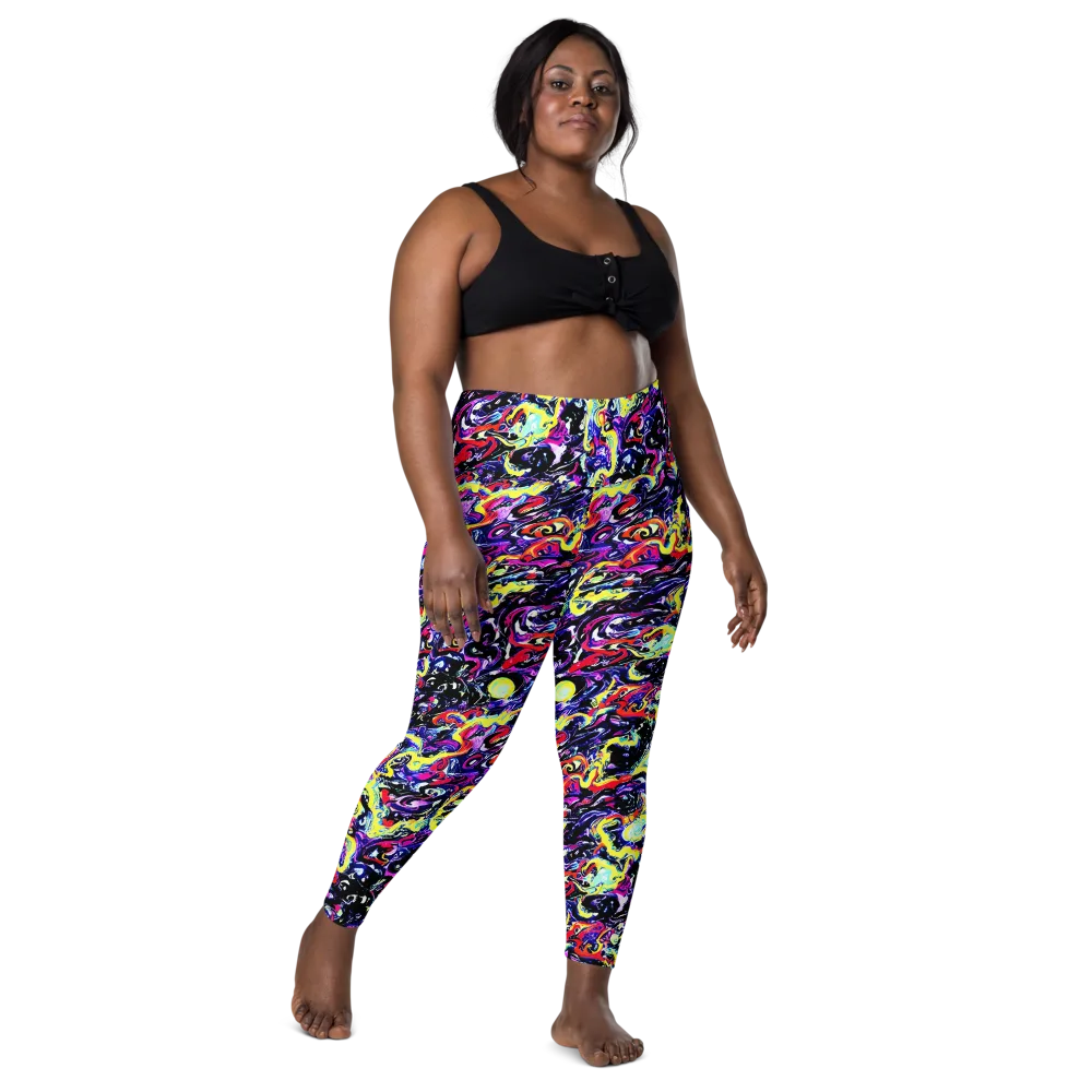 Ultraviolet Whirlpool on Leggings with Pockets — Front