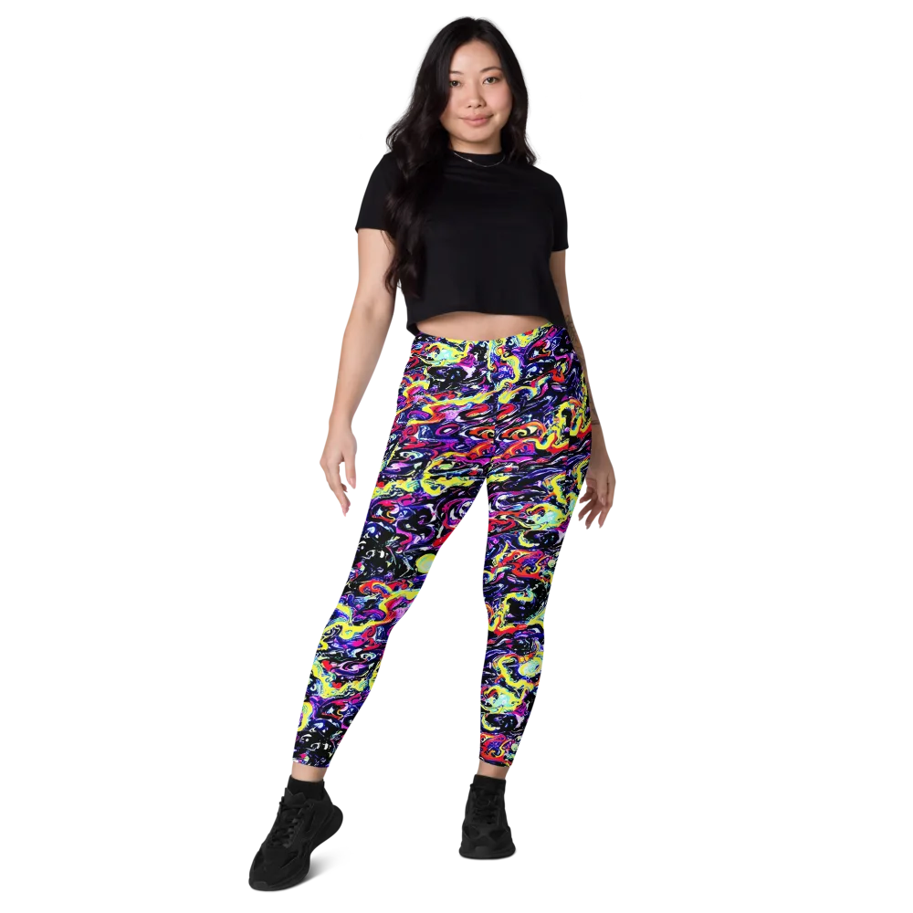 Ultraviolet Whirlpool on Leggings with Pockets — Front