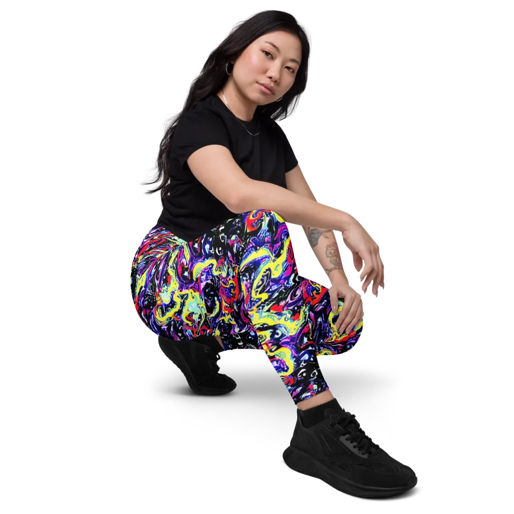 Ultraviolet Whirlpool on Leggings with Pockets — Right Front