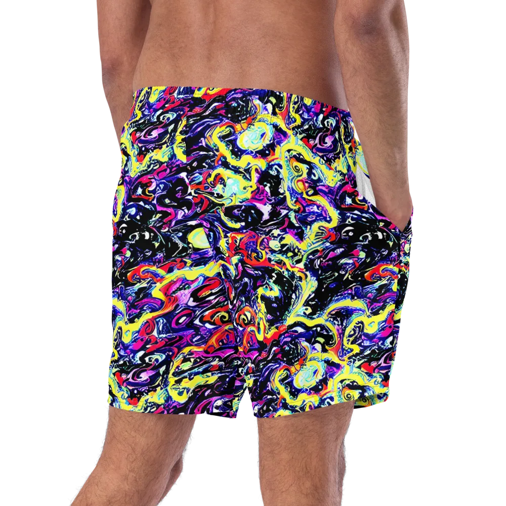 Ultraviolet Whirlpool on Swim Trunks — Right Back