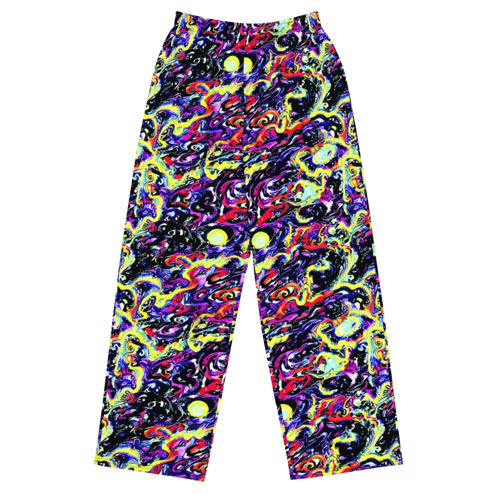 Ultraviolet Whirlpool on Wide-Leg Pants — Front
