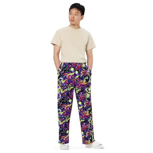 Ultraviolet Whirlpool on a Wide-Leg Pants