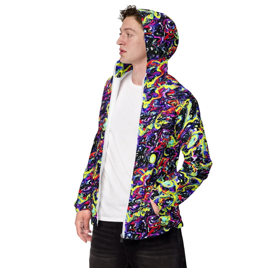 Ultraviolet Whirlpool on Men's Windbreaker — Left Front