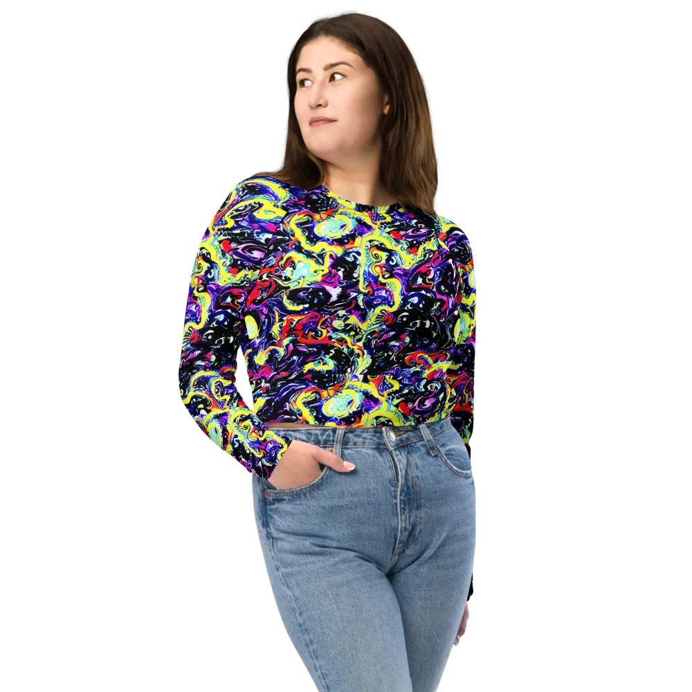 Ultraviolet Whirlpool on Long Sleeve Crop Top — Front