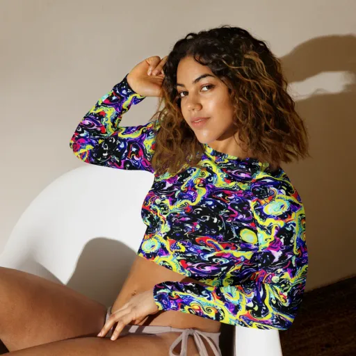 Ultraviolet Whirlpool on a Long Sleeve Crop Top