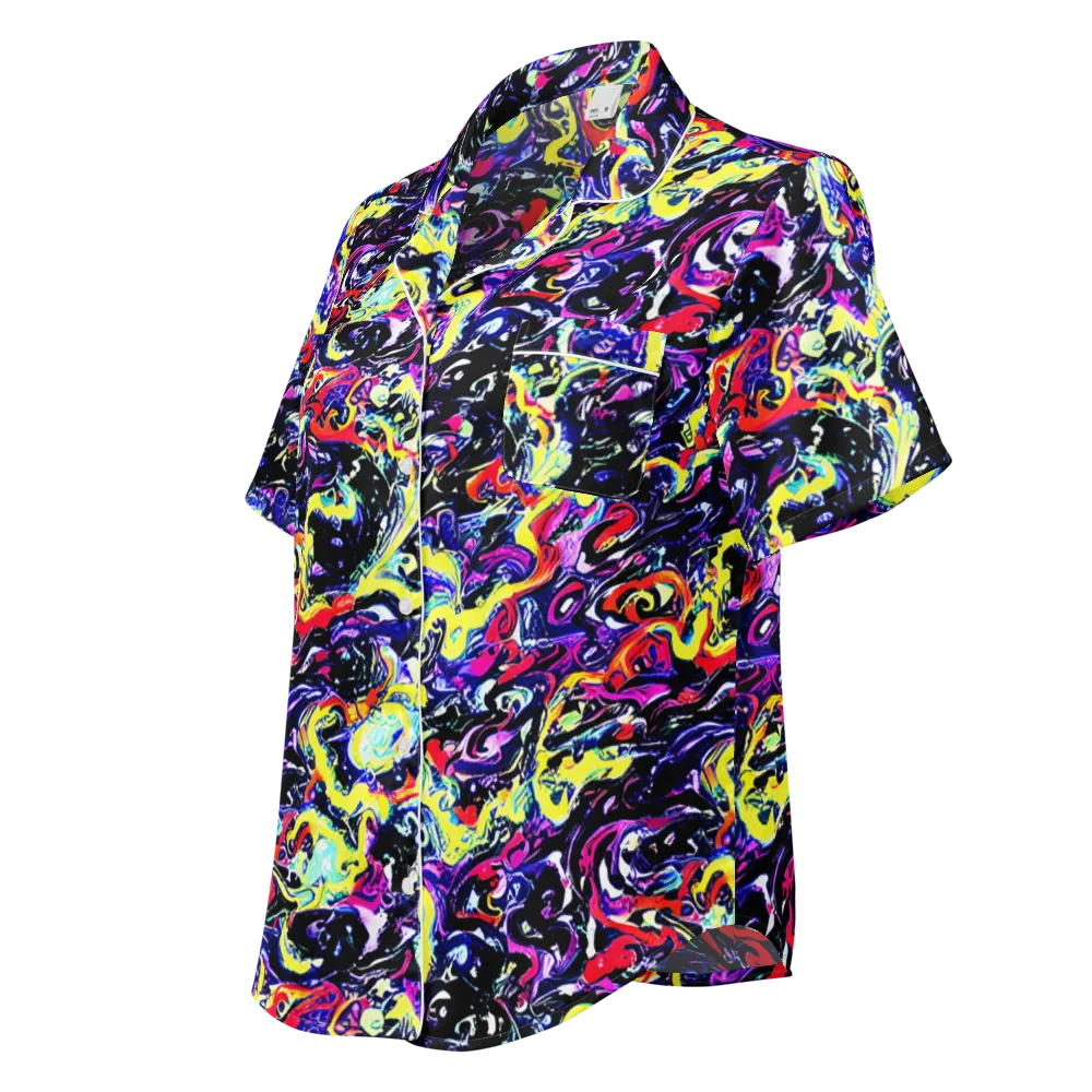 Ultraviolet Whirlpool on Women's Short Sleeve Pajama Top — Left Front