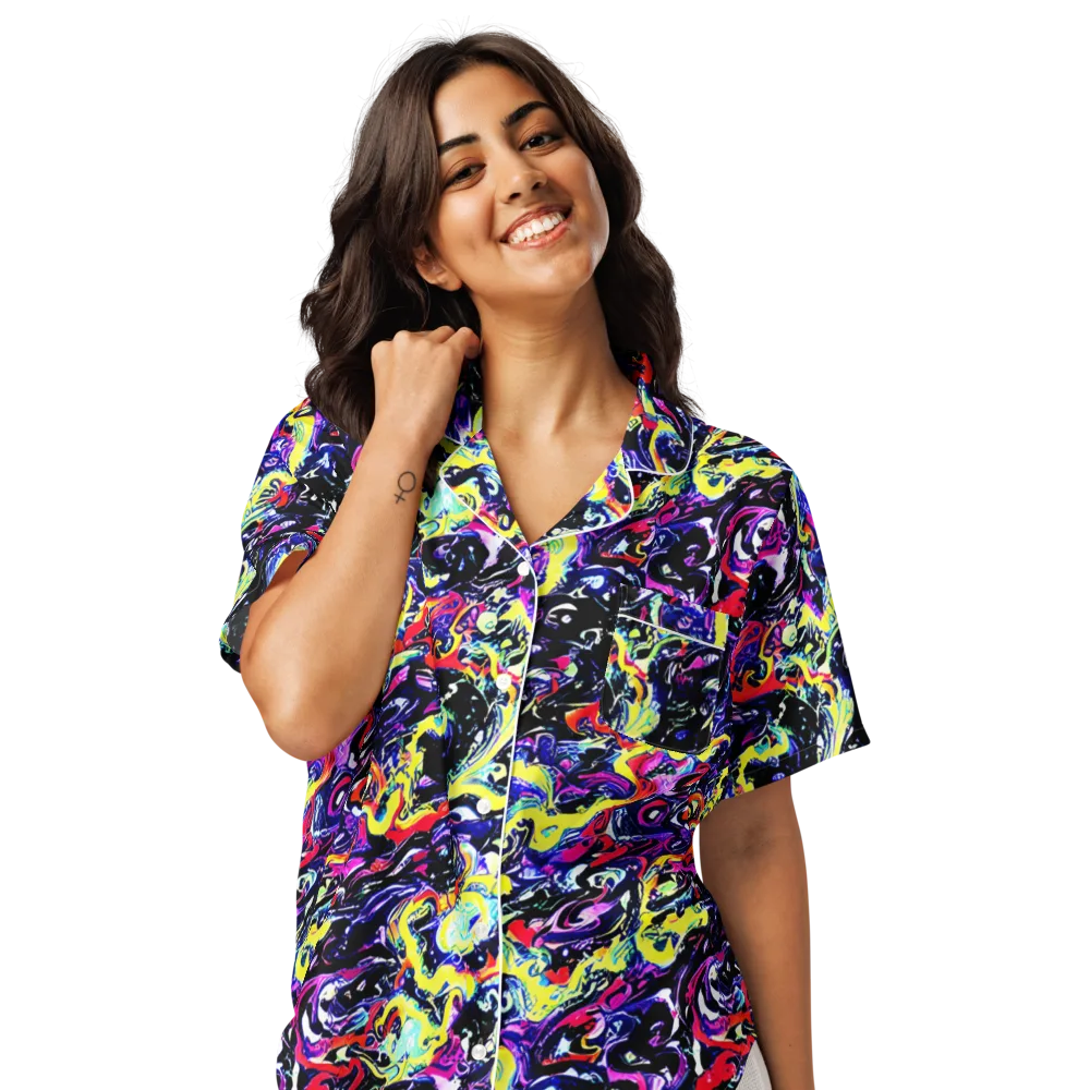 Ultraviolet Whirlpool on Women's Short Sleeve Pajama Top — Front