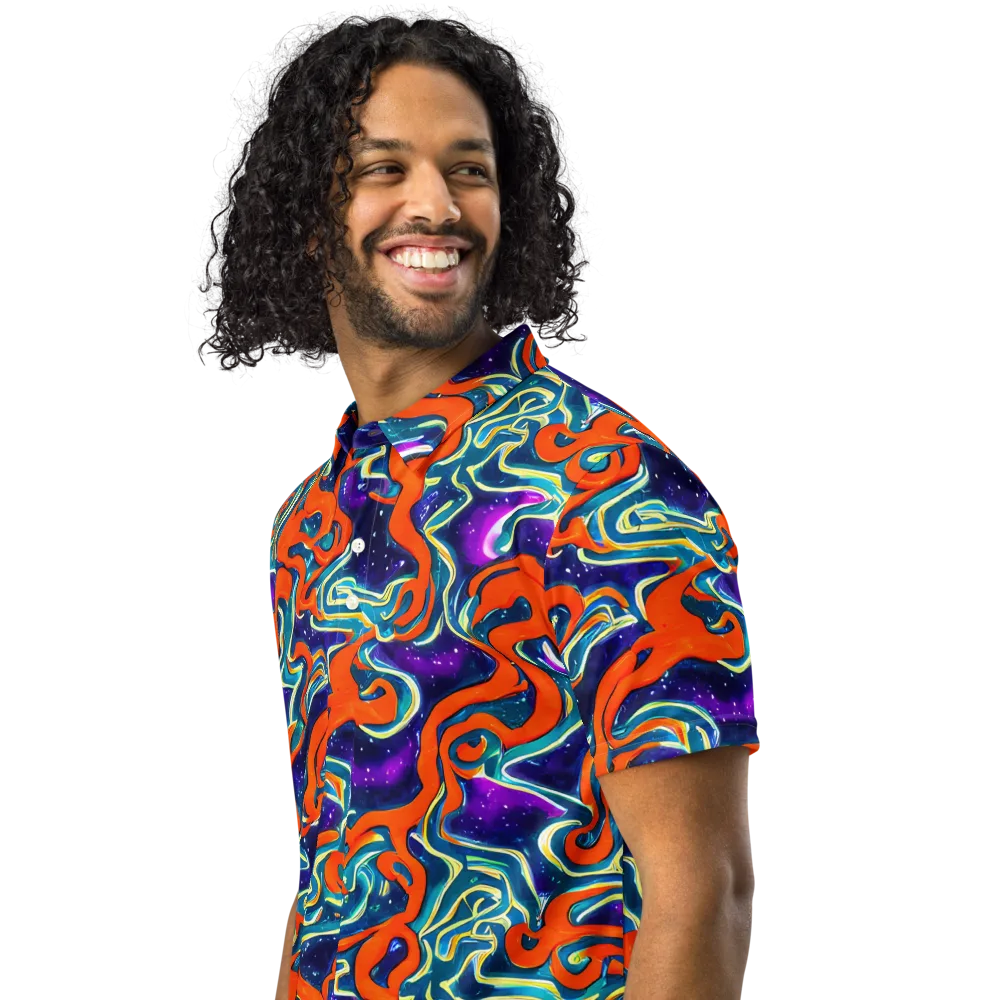 Flamewarp on Men's Slim Fit Polo Shirt — Left Front