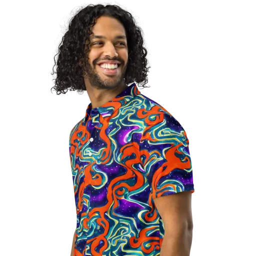 Flamewarp on a Men's Slim Fit Polo Shirt