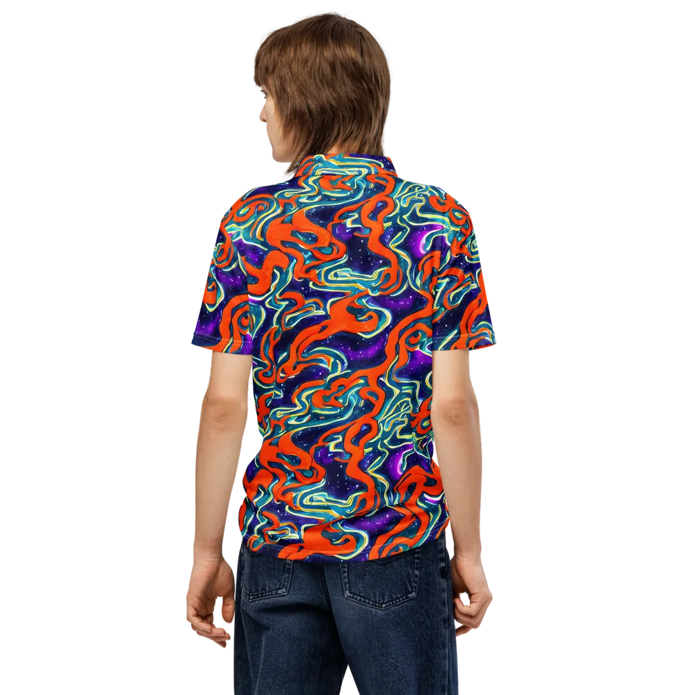 Flamewarp on Men's Slim Fit Polo Shirt — Back