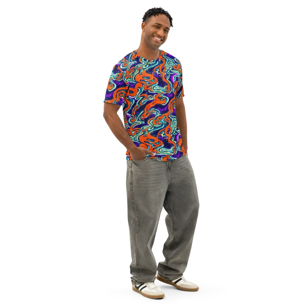 Flamewarp on Men's Cotton Crew Neck T-Shirt — Right Front